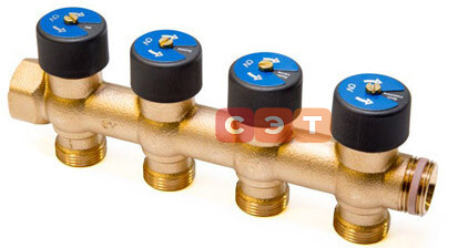 Коллектор бронзовый проходной  (ВР-НР)  3/4" (вых. 3/4") Multidis R4 отвода